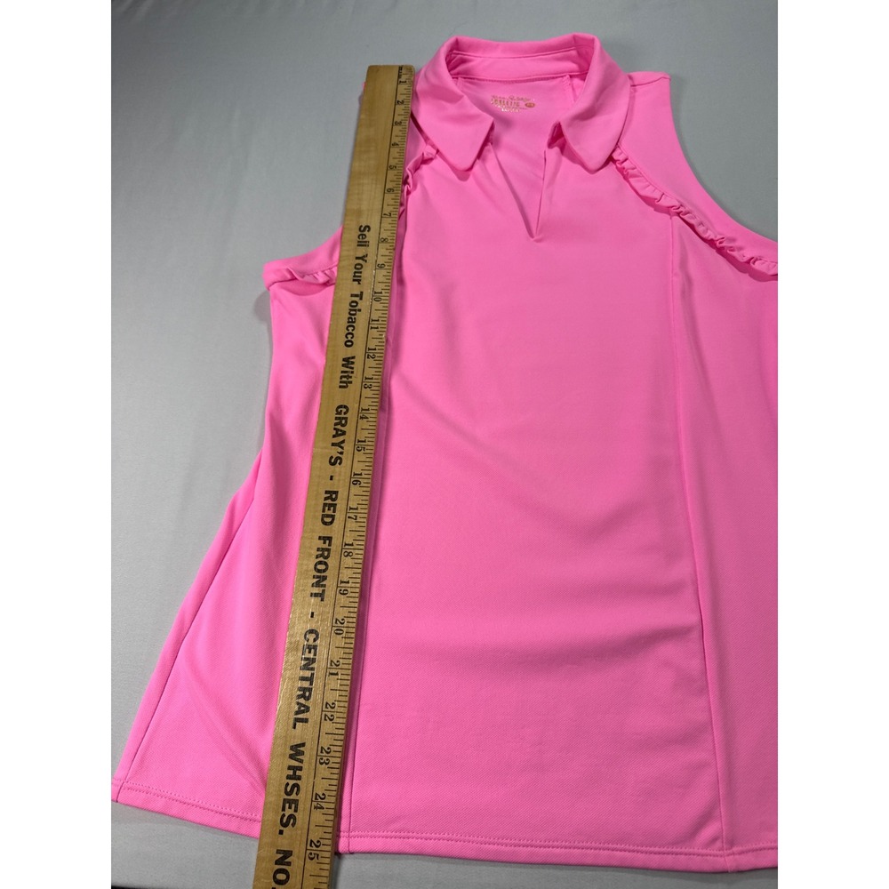 Lilly Pulitzer Luxletic Pink Sleeveless Ruffle Polo Golf Tennis Top Womens M - Picture 6 of 8